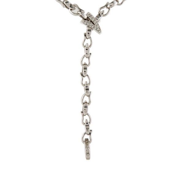 Tamara Comolli 18k Drop White Gold Lariat Necklace Pave White Diamonds Clasp - Picture 2 of 6